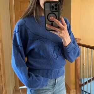 Blue vintage  lamb and angora rabbit wool sweater
